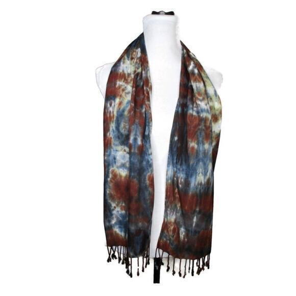 NEW Artisan Hand‎ Dyed Scarf with Fringe - Picture 5 of 8